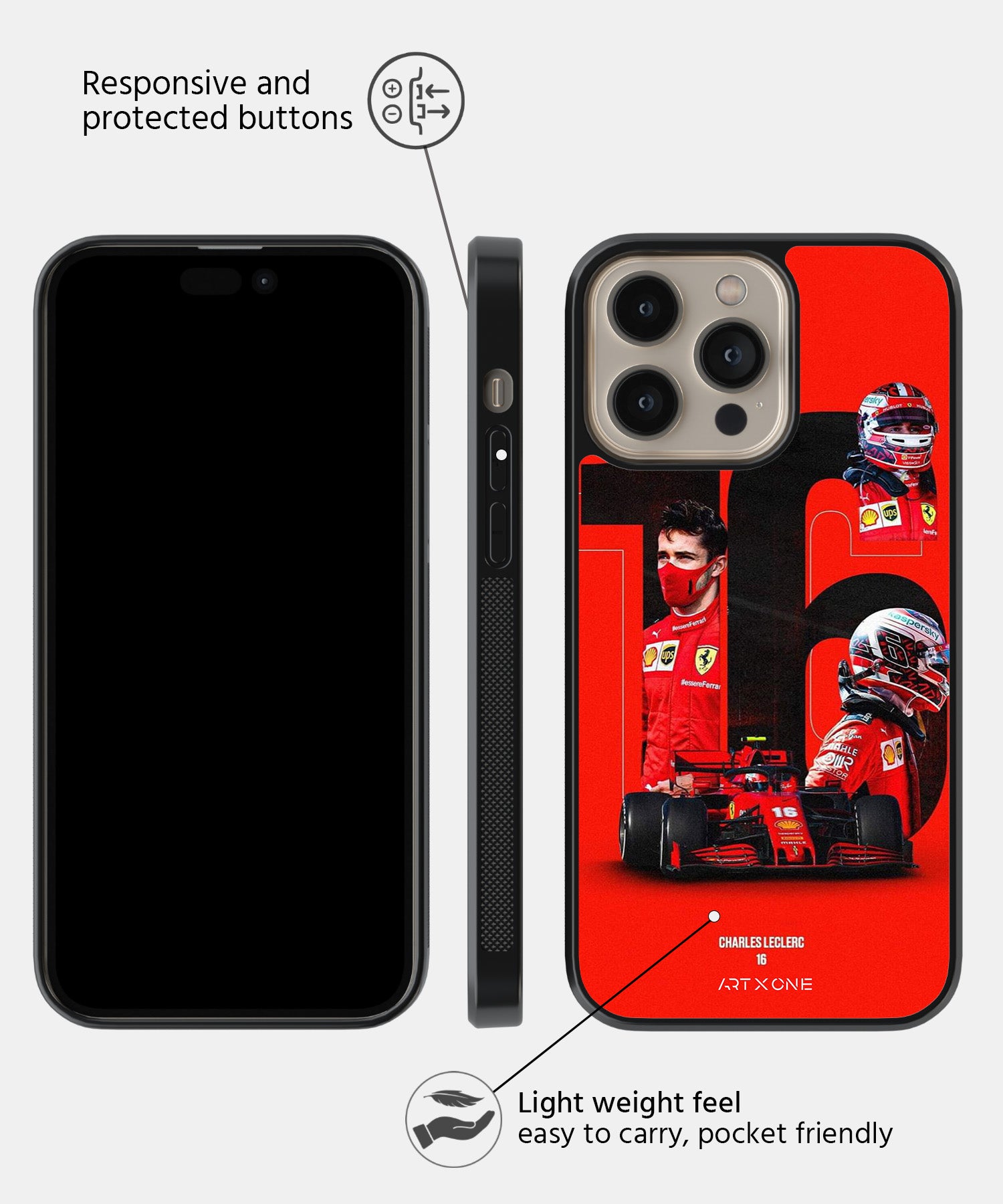 Charles Leclerc 16 F1 Race Mobile Back Cover
