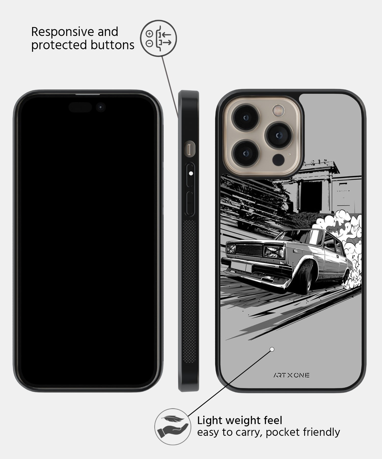 Vintage Car Grayscale Mobile Back Cover