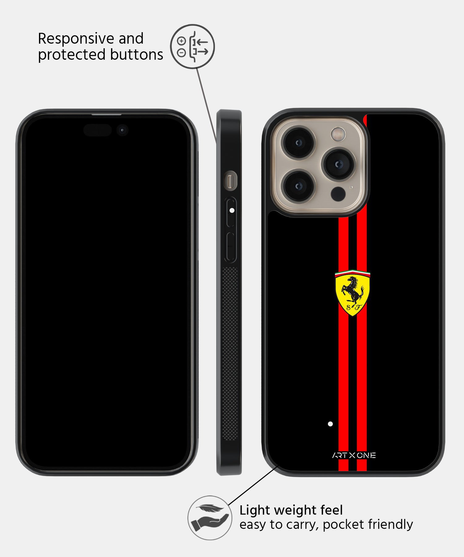 Ferrari Logo with Red Stripe Mobile Back Cover