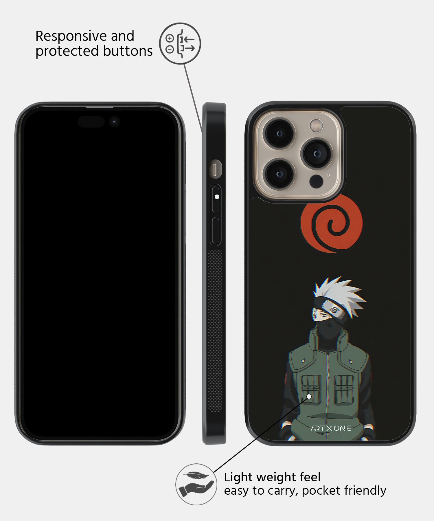 Black Kakashi Mobile Back Cover