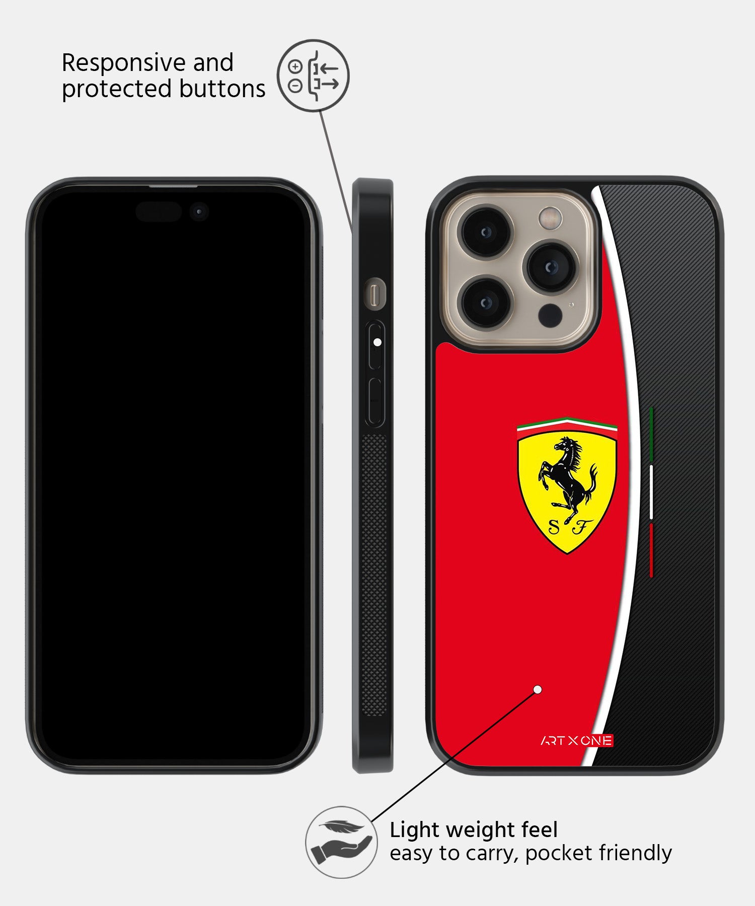 Ferrari Logo with Red and Black Stroke Mobile Back Cover