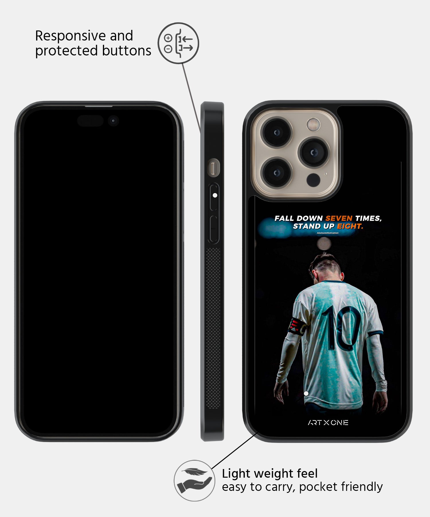 Football (Never Give Up Messi) Mobile Back Cover