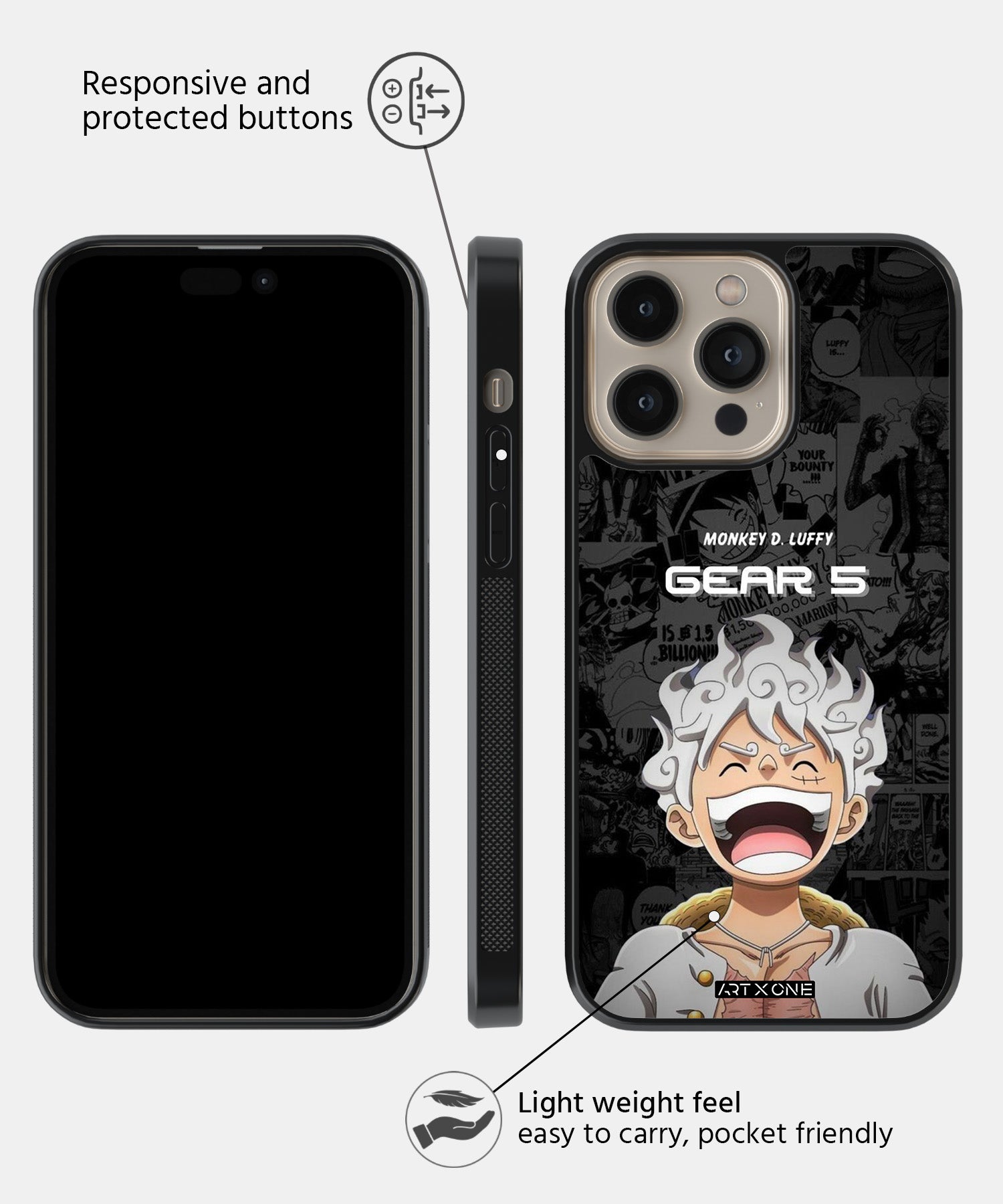 One Piece  (Luffy Gear 5 Black) Mobile Back Cover